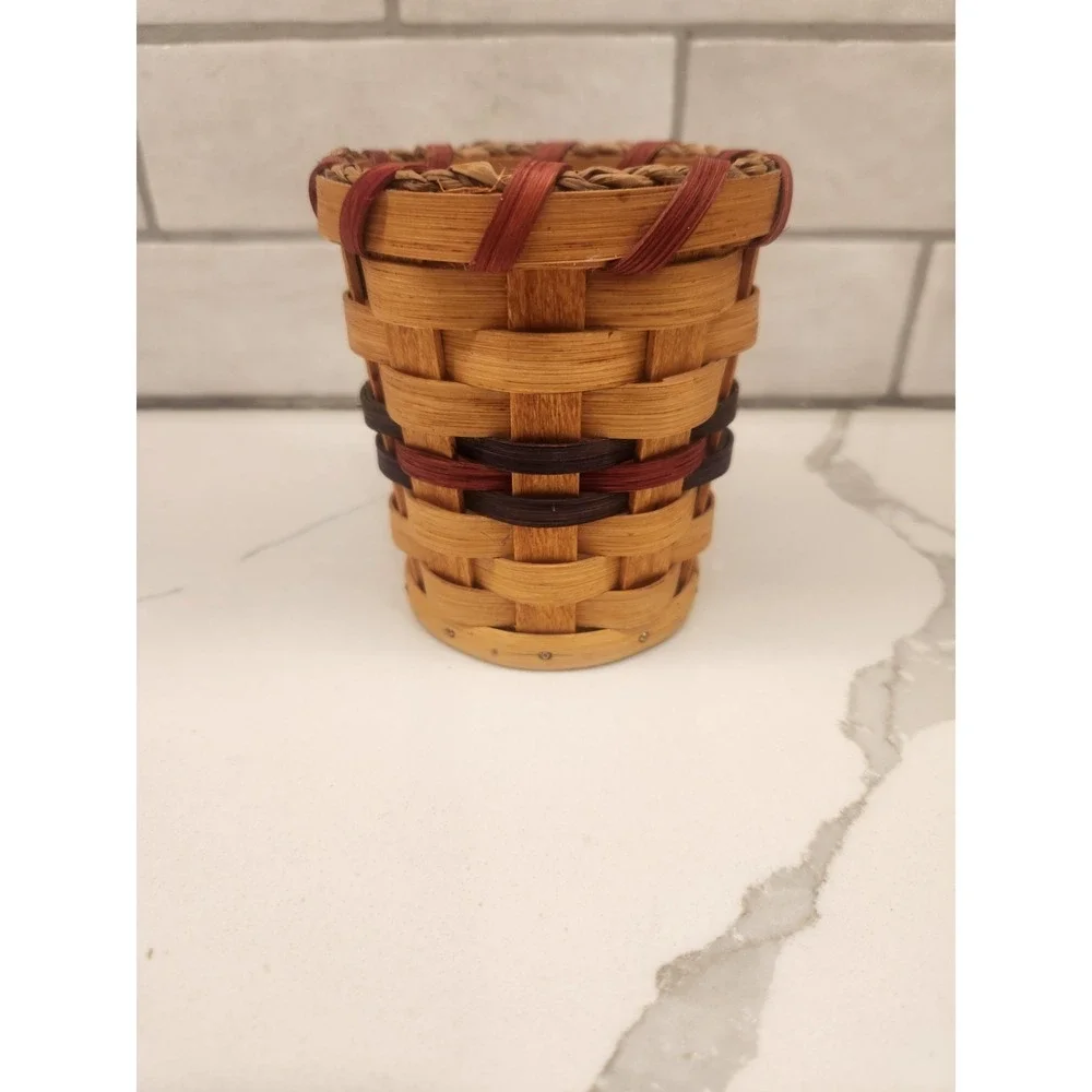 Vintage 2009 Hand Woven Basket For Pencils‎ Or Pens Signed And Dated On Bottom